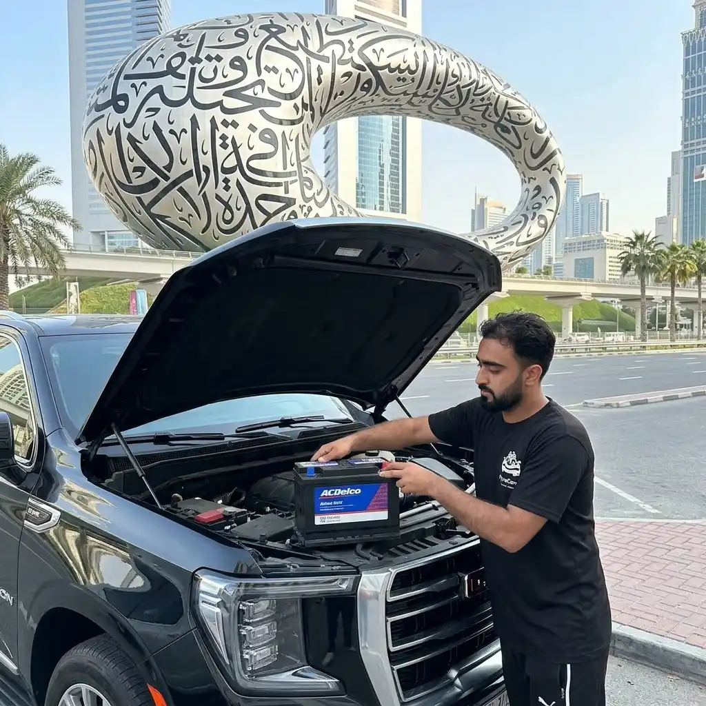 Mobile car battery replacement for all makes in Dubai